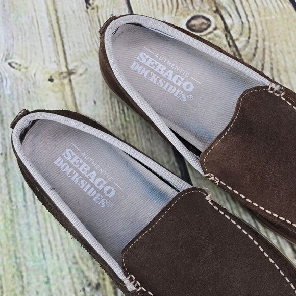 Sebago Docksides Men's Slip On Loafers Shoes Size 8 M Daring Dark Brown Suede - Picture 6 of 9